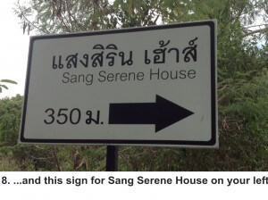 Sign at Mae Khua Mung Road Soi 5 for Sang Serene House