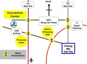 Convergence of Major arterial roads leading to chiang-mai-swimming-pool