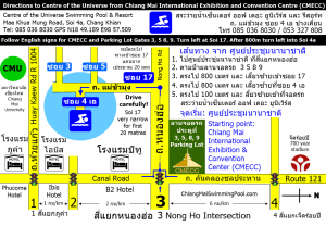 Map and Directions in Thai and English to the Centre of the universe Chiang Mai Swimming Pool
